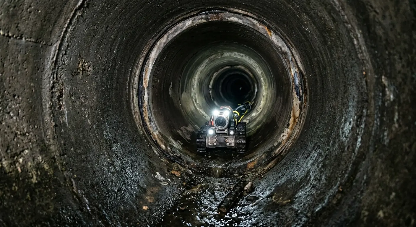 Robotic sewer camera inspecting pipe interior for Sewer Line Cleaning in Nolanville
